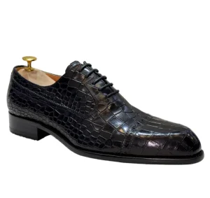 Handmade Luxury Genuine Leather for Crocodile Men’s Oxford Shoes Customized Lace-up Formal Dress for Spring Weddings Holidays