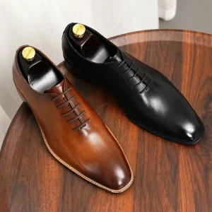 Handmade Men’s Genuine Leather Oxford Shoes with Chaussures Pour Hommes Winter Office & Career Formal Shoes Leather Baby Shoes