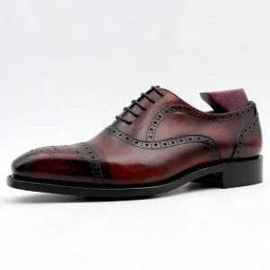Handmade Men’s Oxford Dress Shoes Goodyear Welted Genuine Leather Comfortable Business Style Lace Closure Weddings Winter