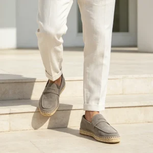 Handmade Men’s Suede Penny Loafer Espadrilles Luxury Chaussures Pour Hommes Breathable Summer Mocassins Hommes