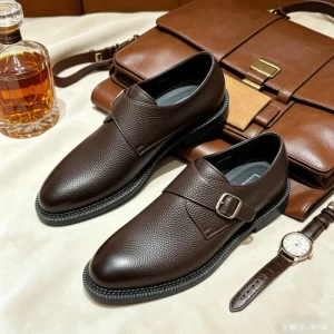 Handmade Single Monk Strap Shoes Men Genuine Cowhide Leather Dress Shoes Patina Finish Formal Business Shoes