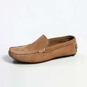 Handmade Tan Nubuck Leather Retro Breathable Barefoot Soft Winter Low Cut Flat Driving Walking Moccasin Leisure Man Shoes