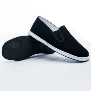 Hebei Old Beijing Men’s Black Breathable Summer Cloth Shoes Multi layer Sole Slip on Dad Shoes Drop Shipping