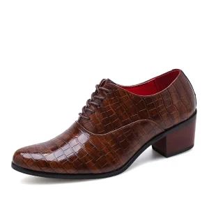 Heightening Men Heels PU Leather Casual Shoe Men’s Evening Wedding Party Office Formal Dress Shoes & Oxfords