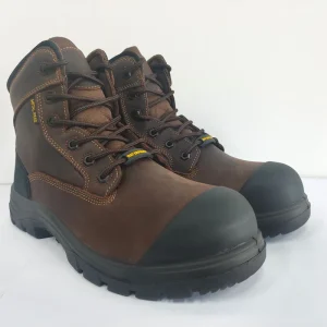 High Ankle Black Full Grain Leather Men’s Work Boots Ready Stock Safety Boot Construction Work Shoes