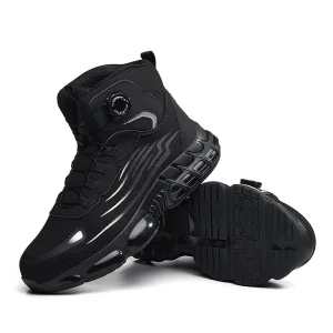 High Cut Men’s Mesh Upper Breathable Sports High Heel Steel Toe Safety Shoes for Construction Workers Outdoor Work Footwear