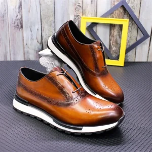 High End Casual Leather Shoes Men Leather Toe Layer Handmade Leather Shoes Men’s Oxfords Dress Classic Formal Business Shoes