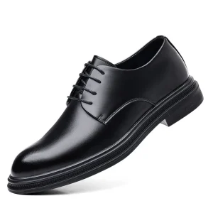 High End Leather Shoes for Men Autumn Business Dress British Men’s Shoes Commuting Style Low Cut Black with Suit Leather Shoes