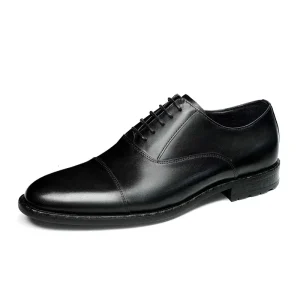 High Quality British Style Men’s Oxford Lace-up Genuine Leather Solid PU Lining Office Formal Business Dress Shoes