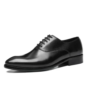 High Quality British Style Men’s Oxford Lace-up Genuine Leather Solid PU Lining Office Formal Business Dress Shoes