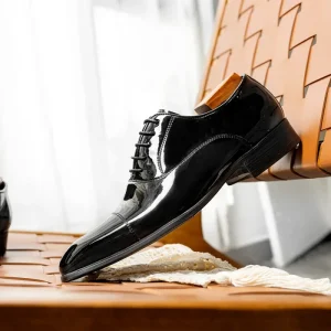 High Quality British Style Men’s Oxford Leather Shoes Comfort Solid Lace-up Genuine Leather Business Formal Dress Shoes PU
