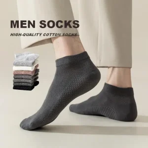 High Quality Custom Socks Solid Breathable Mesh Cotton Sweat absorbent Anti foul Men Ankle Socks for Summer Business Daily