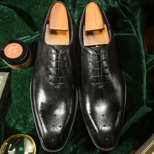 High Quality Handmade Full-Grain Genuine Leather Pointed Breathable Oxford Dress Shoes Rubber Outsole EVA for Men Business