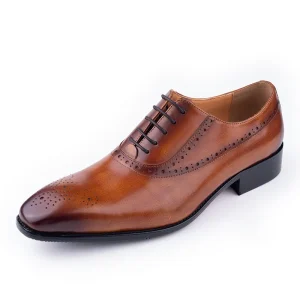 High Quality Handmade Genuine Leather Men’s Oxford Dress Shoes British Pointed Wedding Shoes for Business Autumn Winter