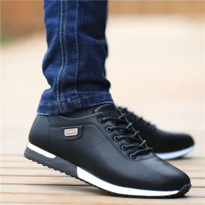 High Quality Low Top PU Leather Shoes Comfortable Anti Slip Walking Style Breathable Lace up Casual Men’s Sneakers
