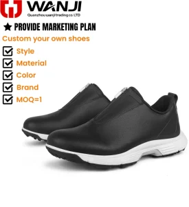 High Quality Manufacturer Custom Men’s Waterproof Golf Shoes Slip On Zipper Golf Sneakers