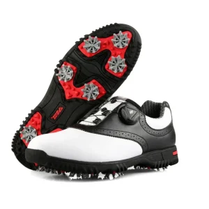 High Quality Men Black White Microfiber Water Proof Cozy Golf Shoes Anti Slip Casual Sports Shoes