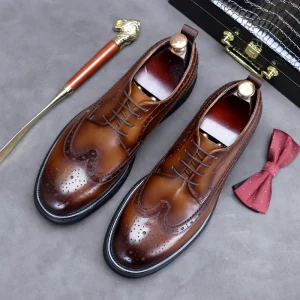 High Quality Men’s Dress Shoes Genuine Cow Leather Luxury Fashion Groom Wedding Shoes Men Style Oxford Formal Shoes