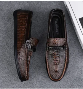 High Quality Men’s Genuine Leather Loafers Soft Sole Casual Shoes Slip On Anti Slip Fashionable Trendy Spring Summer Winter