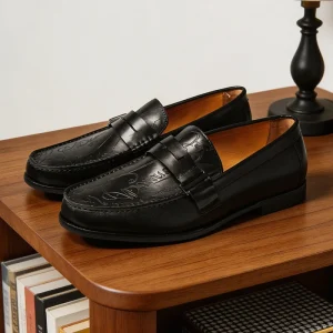 High Quality Men’s Leather Loafers Slip-On Lightweight Breathable Anti-Slip Office & Party Casual Shoes