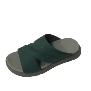 High Quality Men’s Summer Outdoor Comfortable Casual Soft Lightweight Genuine Leather Open Toe Button Closure Slippers Cool