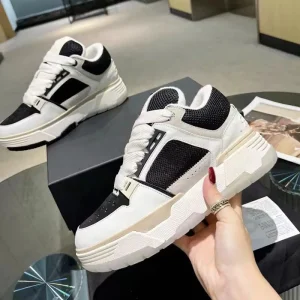 High Quality New Designer Luxury Men’s Fashion Leather Air Cushion Casual Shoes Black White Trainer Amiry YJJ