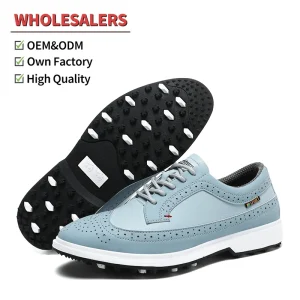 High Quality Non Slip Men’s Golf Sneakers Summer Winter Leather Upper with Rubber Insole Mesh Lining From Manufacturer