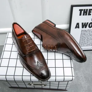 High Quality Wooden Sole Solid Color Office Business Shoes Slip-on Casual Pu Loafers Classic Men’s Dress Shoes