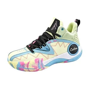 High Top Breathable Basketball Sneakers Mesh Upper Shock Absorbing Anti Slip Wear Resistant Outdoor Sports Shoes