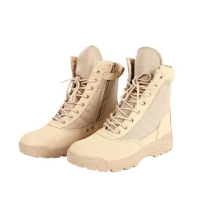 High-Top Tactical Boots Waterproof Slip-Resistant & Durable Desert Training Shoes for Hiking & Outdoor Exploration