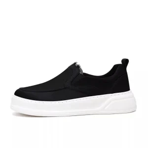 High-Value Men’s Casual Shoes Black American Fashion Wind Style Light Luxury Elastic Cloth Dirt-Resistant Wear-Resistant Chunky