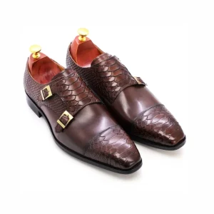 High-end Luxury Handmade Pattern Pointed Buckle Men’s Leather Shoes Banquet Dress