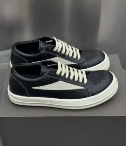 High-quality genuine leather low-top black and white lacing classic retro small triangle men’s and women’s casual sneakers