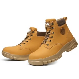 High top Men’s Safety Shoes with Steel Toe Cap Waterproof Work Safety Boots Indestructible Construction Work Shoes Protective