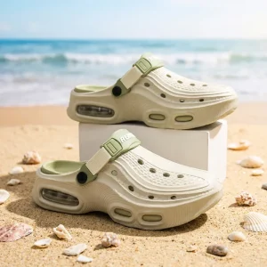 Hole Shoes Men’s Summer Breathable Slip-On Soft Bottom Baotou Casual Two-Wear Driving Beach Sandals Slippers