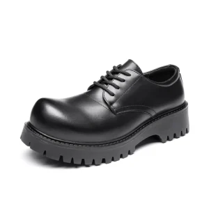 In Stock Brand Thick soled Platform Lace up Shoes Comfortable Breathable Fashion Trend Business Casual Men’s Leather Shoes