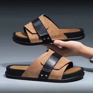 In Stock Sandals Men’s Summer New Non slip Soft Sole PVC Sandals Slippers Large Casual Outer Wear Beach Shoes