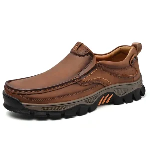 Independent Station Cross Border Men’s Autumn Casual Shoes PU Rubber Slip On Head Solid Color Loafers Faux Leather