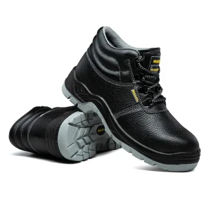 Industrial Safety Steel Toe Mid Cut Leather Work Boots for Men Winter