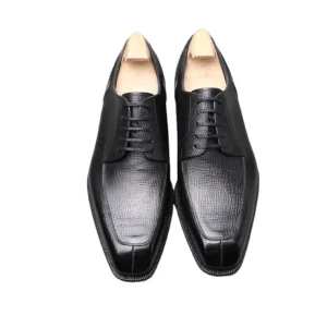 Italian Men’s Derby Shoes Handmade Premium Quality Genuine Cow Leather Casual Formal Office Dress Shoes with Calf Leather Insole