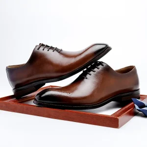 Italian Style Men’s Cow Leather Wedding Shoes Elegant and Comfortable Anti-Slip Big Size