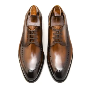 Italian Style Men’s Handmade Leather Derby Dress Shoes Classic Formal Business Footwear