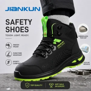 JIANKUN Mid Cut Safety Shoes Composite Toe Puncture-resistant Fashionable Sneaker Style Non-slip Water Resistant ESD