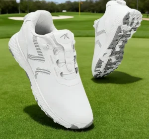 KJ Golf Shoes for Men and Women Comfortable Waterproof Automatic Knob Retractable Laces Non-slip Fixed Nails Golf Shoes