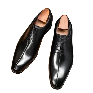 Korean Style Men’s Business Formal Wedding Shoes Trendy Breathable Square Head Lace-Up Rubber Outsole Shoes Manufacturer