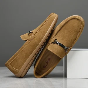 L2378 Plus Size Men’s Casual Genuine Leather Slip On Hard Wearing Open Boat Shoes Summer Spring Autumn