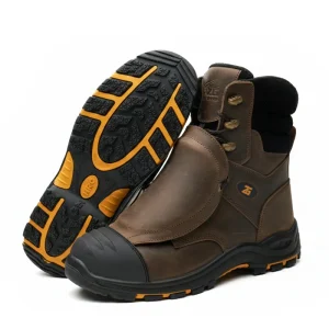 L613 Heighten Crazy Horse Leather Metatarsal Protection Mining Welding Boots High Temperature Industrial Work Boots
