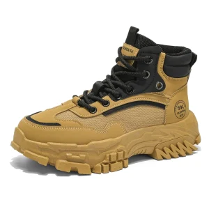 Labor Protection Men’s Shoes Autumn Outdoor Mountaineering Anti-slip Wear-resistant Durable Work Sports Thick-soled Mesh Lace-up