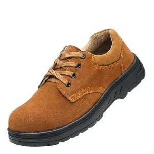 Labor protection Shoes Men Anti bashing Anti puncture Steel Head Solid Pu Leather Wear resistant Lightweight Protect Shoes Work