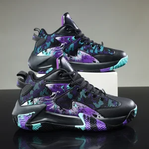 Lace-Up Custom Summer Professional Men’s Outdoor Fashion Sneakers Leather Blank High Top Men’s Basketball Shoes